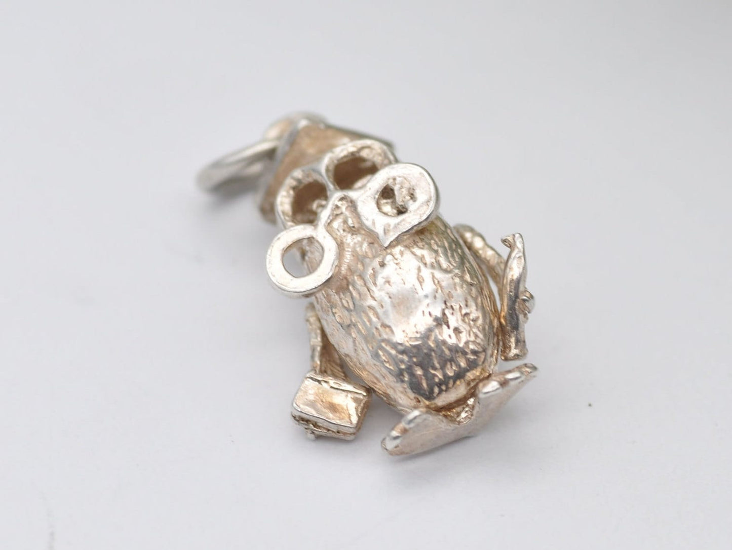 Vintage Silver Owl Charm / Pendant - Bird / Fun / Animal / Moving Arms / Charm Bracelet