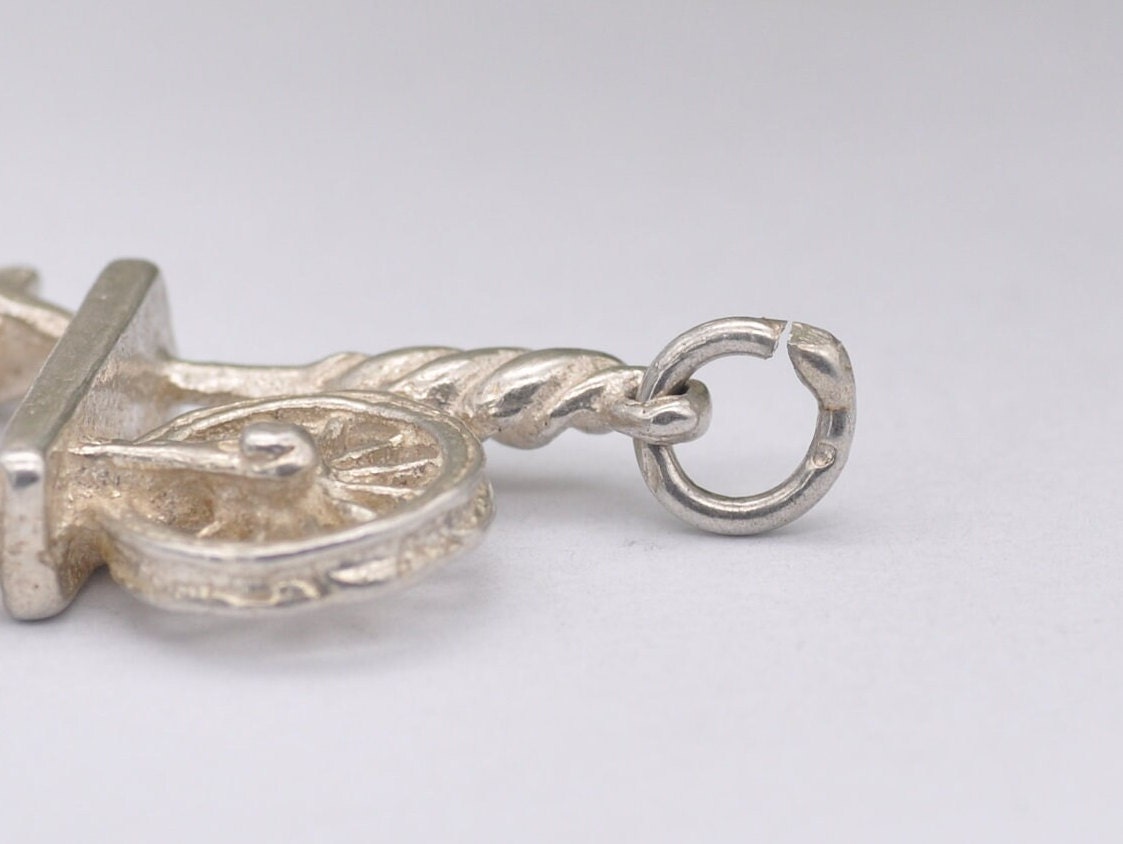 Vintage Silver Spinning Wheel Charm / Pendant - Disney / Sleeping Beauty / Charm Bracelet / Aurora / Detailed