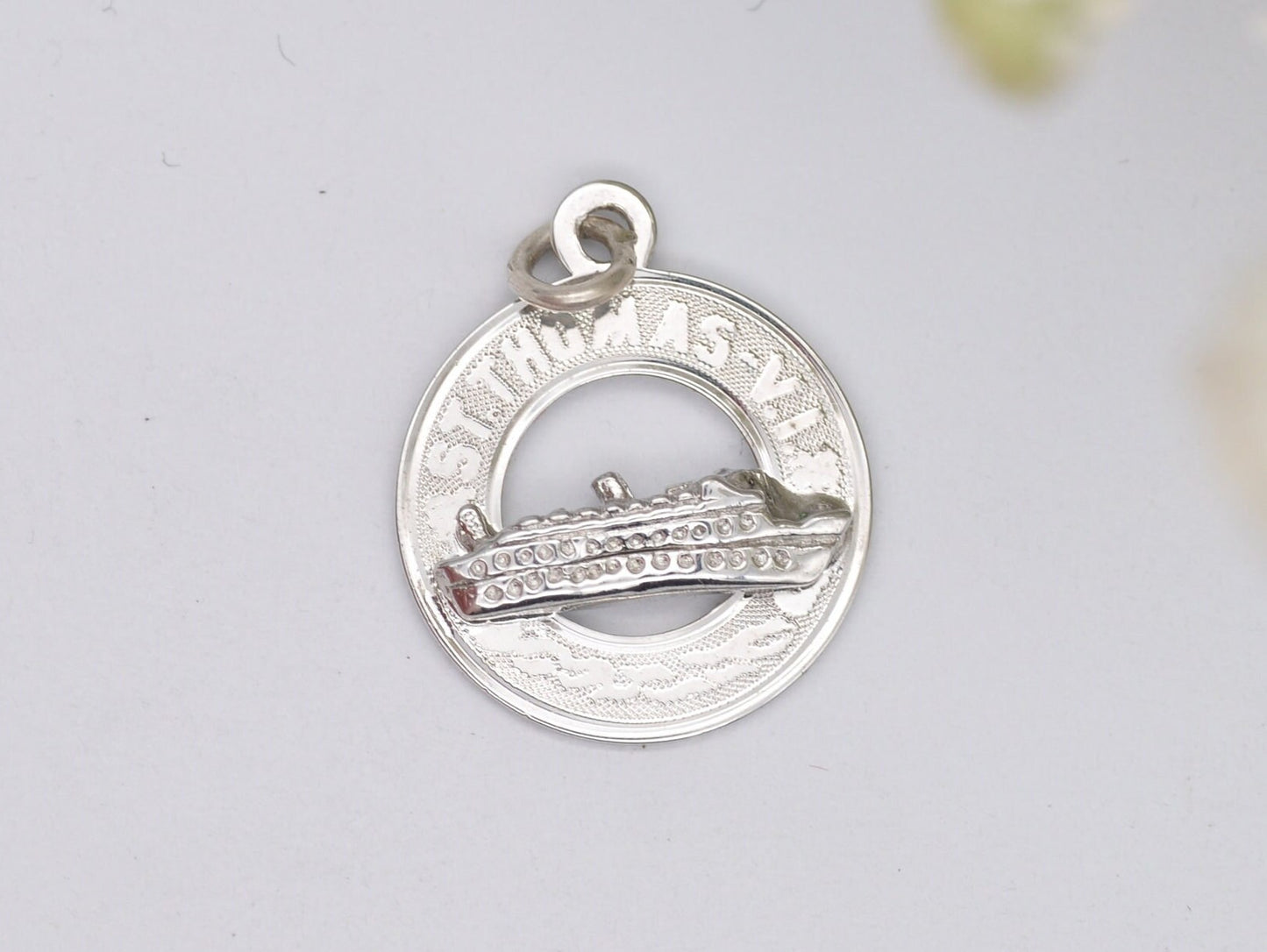 Vintage Sterling Silver Saint Thomas Charm / Pendant - St Thomas / Tourist / Caribbean / U.S. Virgin Islands / Charm Bracelet / Scrap Book