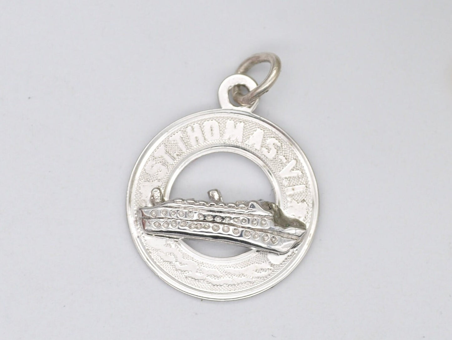 Vintage Sterling Silver Saint Thomas Charm / Pendant - St Thomas / Tourist / Caribbean / U.S. Virgin Islands / Charm Bracelet / Scrap Book
