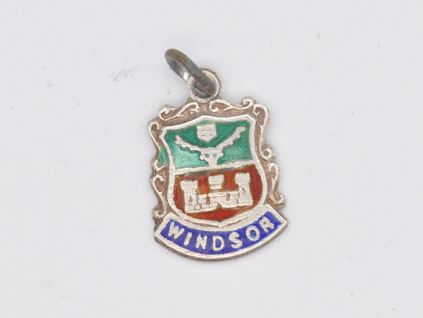 Vintage Sterling Silver Windsor Enamel Souvenir Shield Charm / Pendant - England / Berkshire / Tourist / Charm Bracelet / Scrap Book