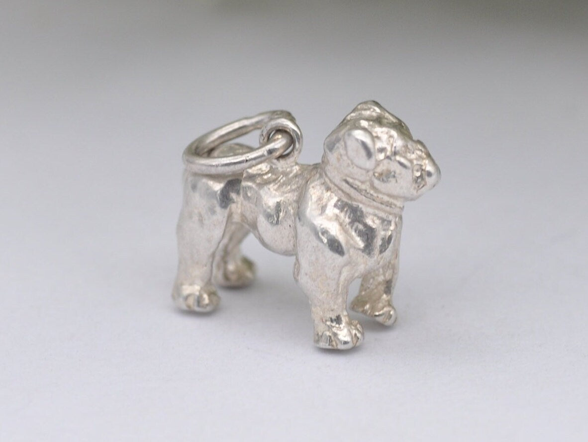 Vintage Sterling Silver Bulldog Charm / Pendant - Pet / Dog / English / British / Charm Bracelet