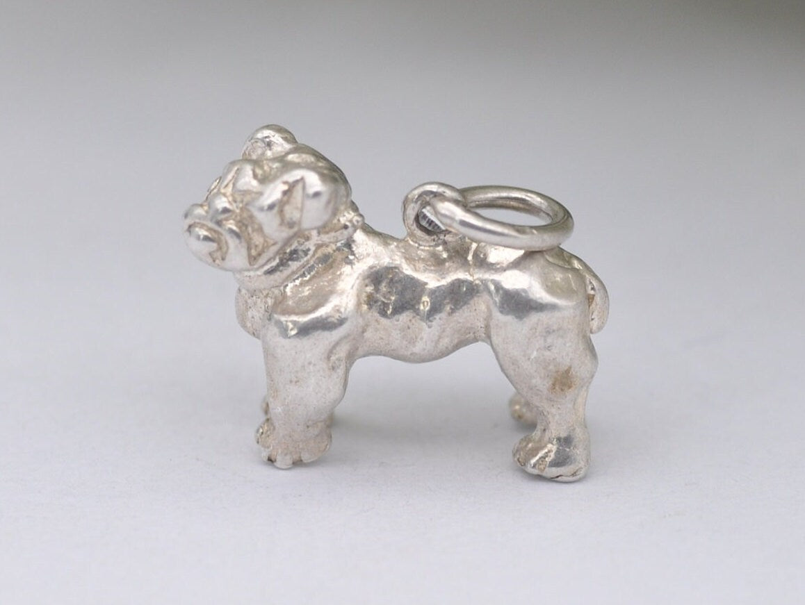 Vintage Sterling Silver Bulldog Charm / Pendant - Pet / Dog / English / British / Charm Bracelet