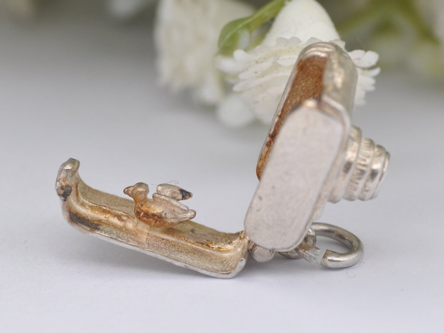 Vintage Sterling Silver Opening Camera Charm / Pendant - Opening to a Bird / Articulated / Hinge / Photography / Charm Bracelet