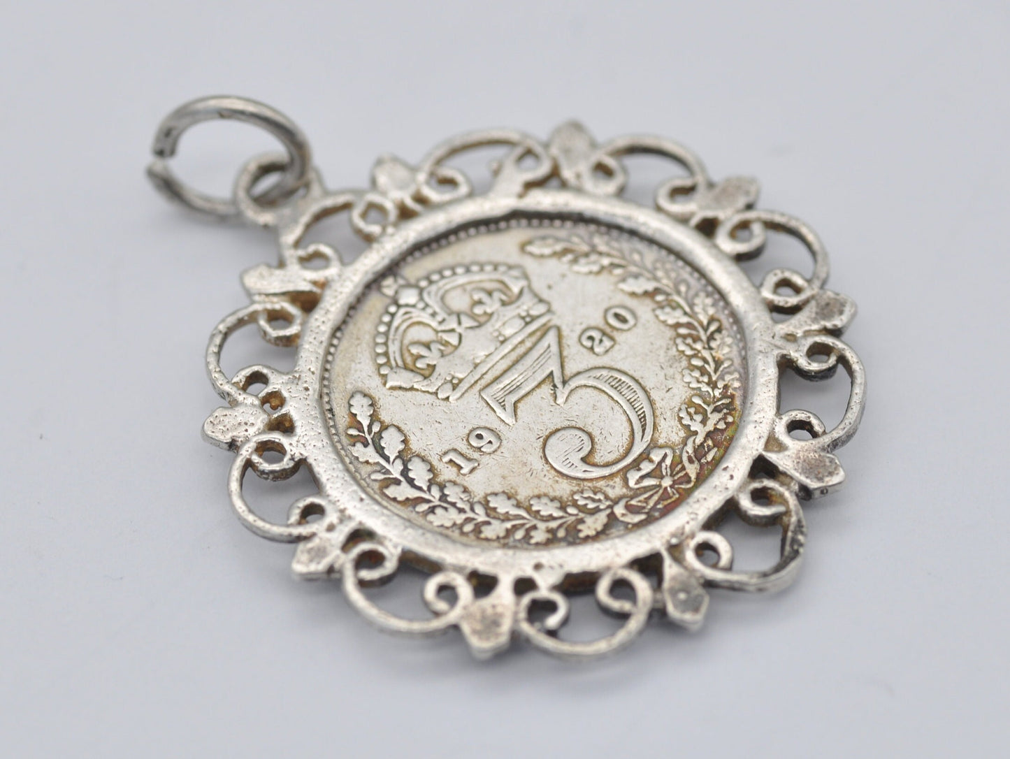 Vintage Silver George V Three Pence 1920 Coin Charm / Pendant - 3 Pence / King / English / British / Royalty / Charm Bracelet