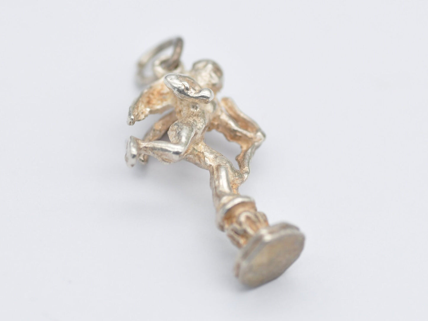 Vintage Sterling Silver Cupid on Stand Charm / Pendant - Pixie / Fairy / Faerie / Bow / Archer / Mythological / Charm Bracelet