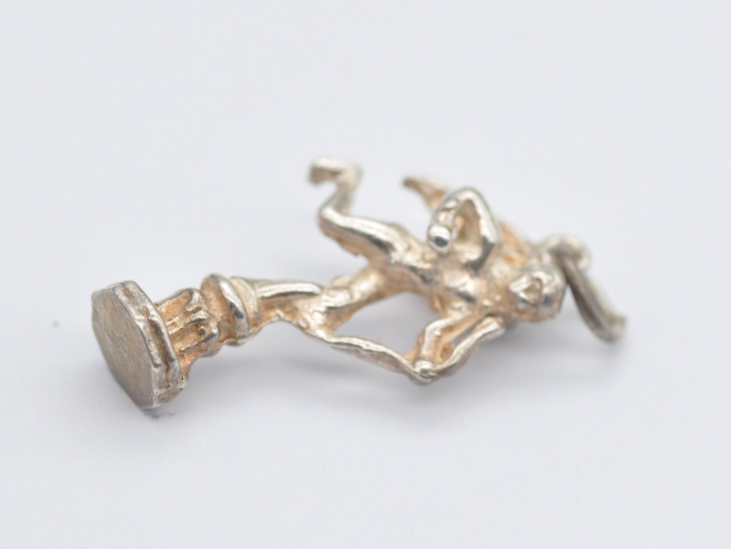 Vintage Sterling Silver Cupid on Stand Charm / Pendant - Pixie / Fairy / Faerie / Bow / Archer / Mythological / Charm Bracelet