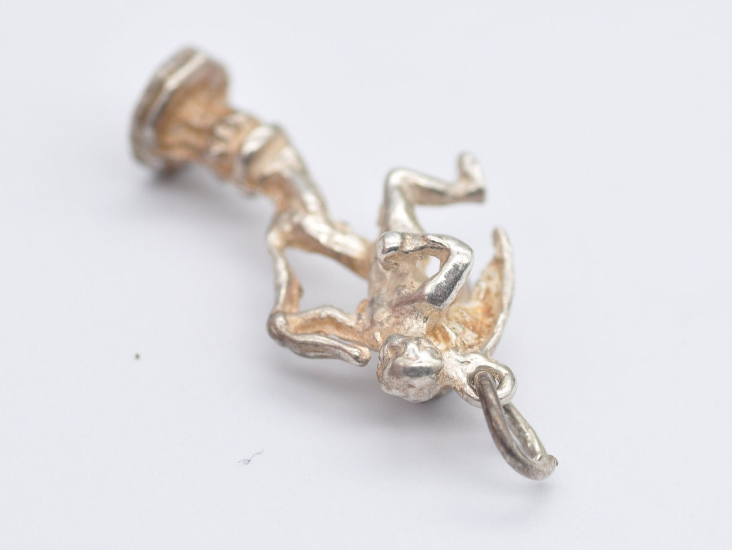 Vintage Sterling Silver Cupid on Stand Charm / Pendant - Pixie / Fairy / Faerie / Bow / Archer / Mythological / Charm Bracelet
