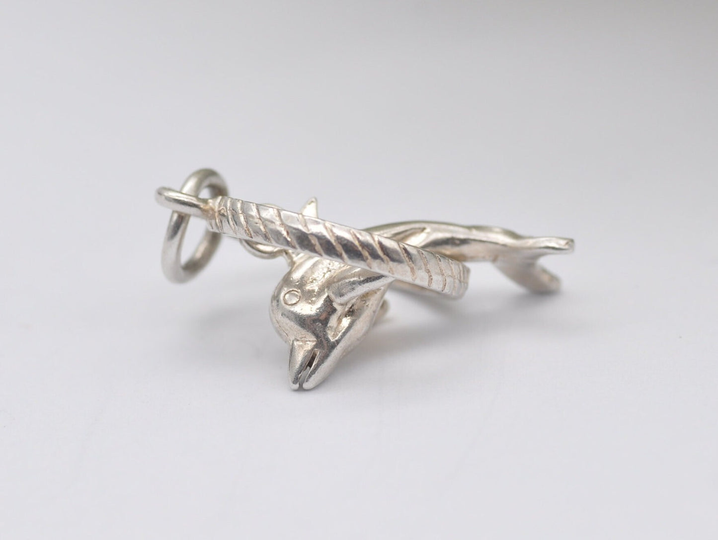 Vintage Silver Dolphin Charm / Pendant - Animal / Nature / Sea / Ocean / Jumping / Hoop / Charm Bracelet