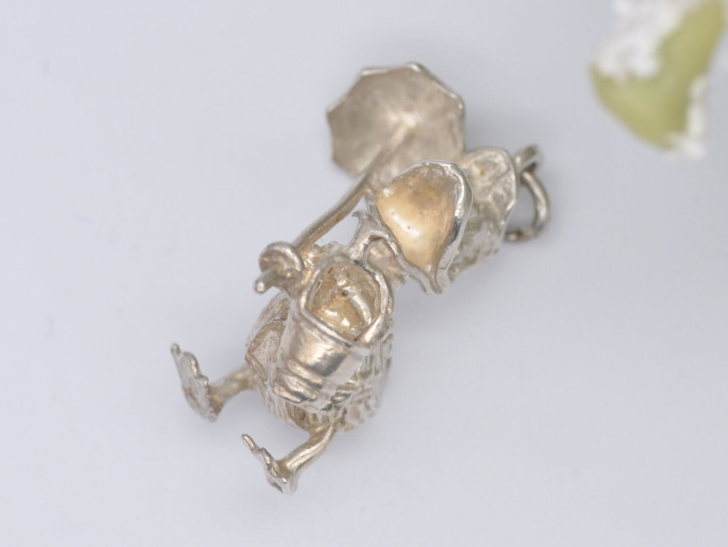 Vintage Sterling Silver Donald Duck Charm / Pendant - Umbrella / Disney / Cartoon / Character / Detailed / Charm Bracelet