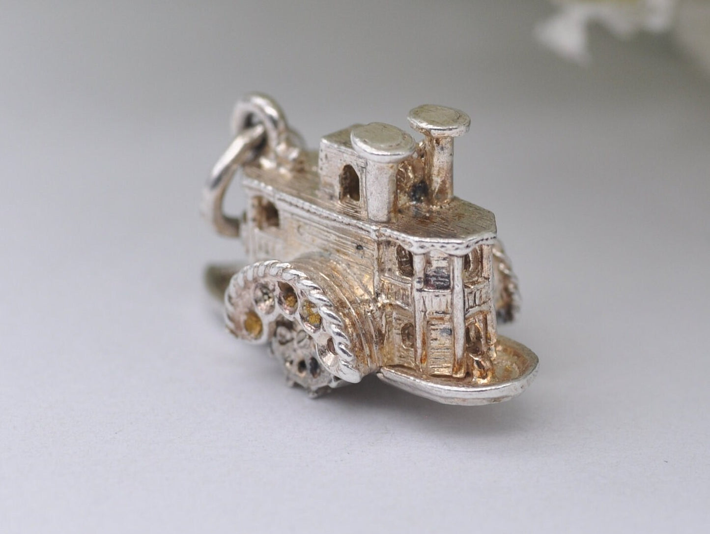 Vintage Sterling Silver Ferry Spinning Charm - Boat | River | Detailed | for Charm Bracelet