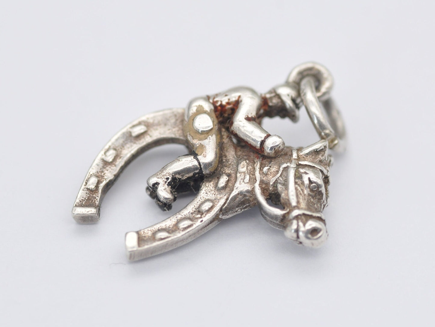 Vintage Sterling Silver Horse Riding Shoe Charm / Pendant - Horse Shoe / Jockey / Lucky / Charm Bracelet