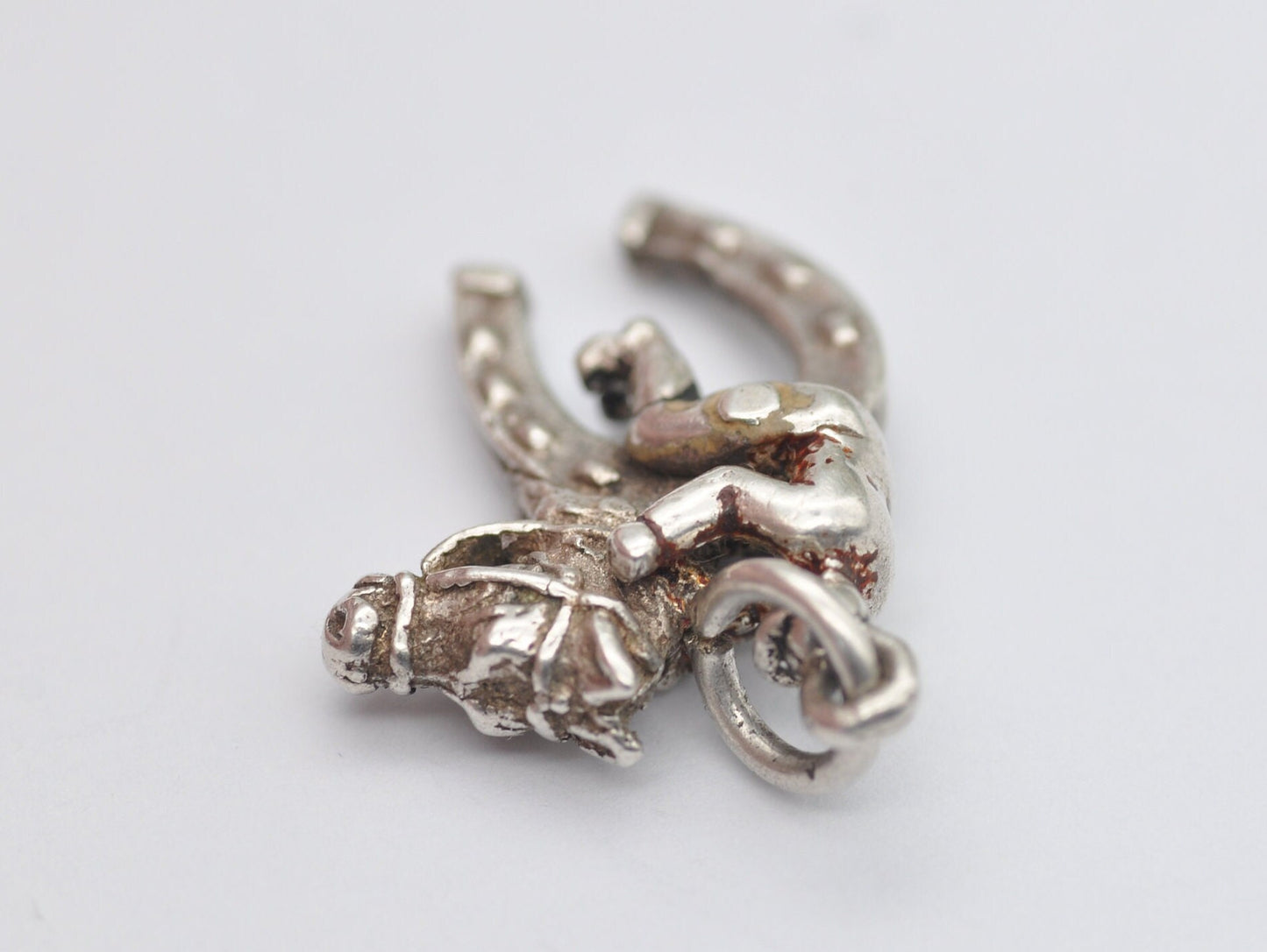 Vintage Sterling Silver Horse Riding Shoe Charm / Pendant - Horse Shoe / Jockey / Lucky / Charm Bracelet