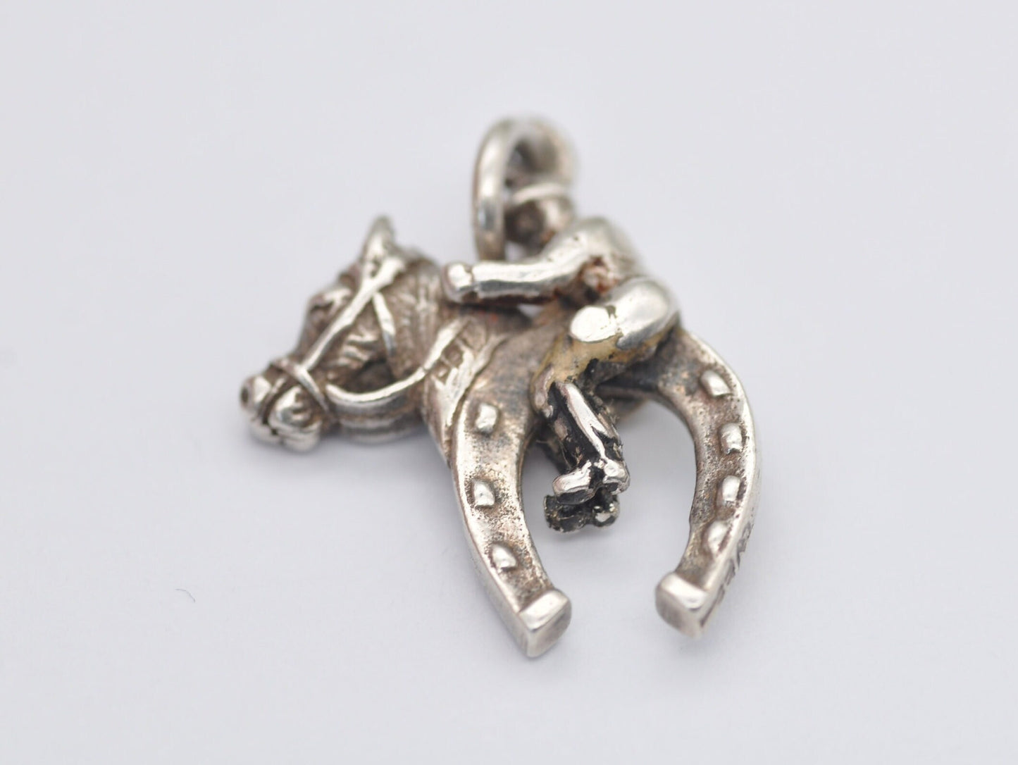 Vintage Sterling Silver Horse Riding Shoe Charm / Pendant - Horse Shoe / Jockey / Lucky / Charm Bracelet