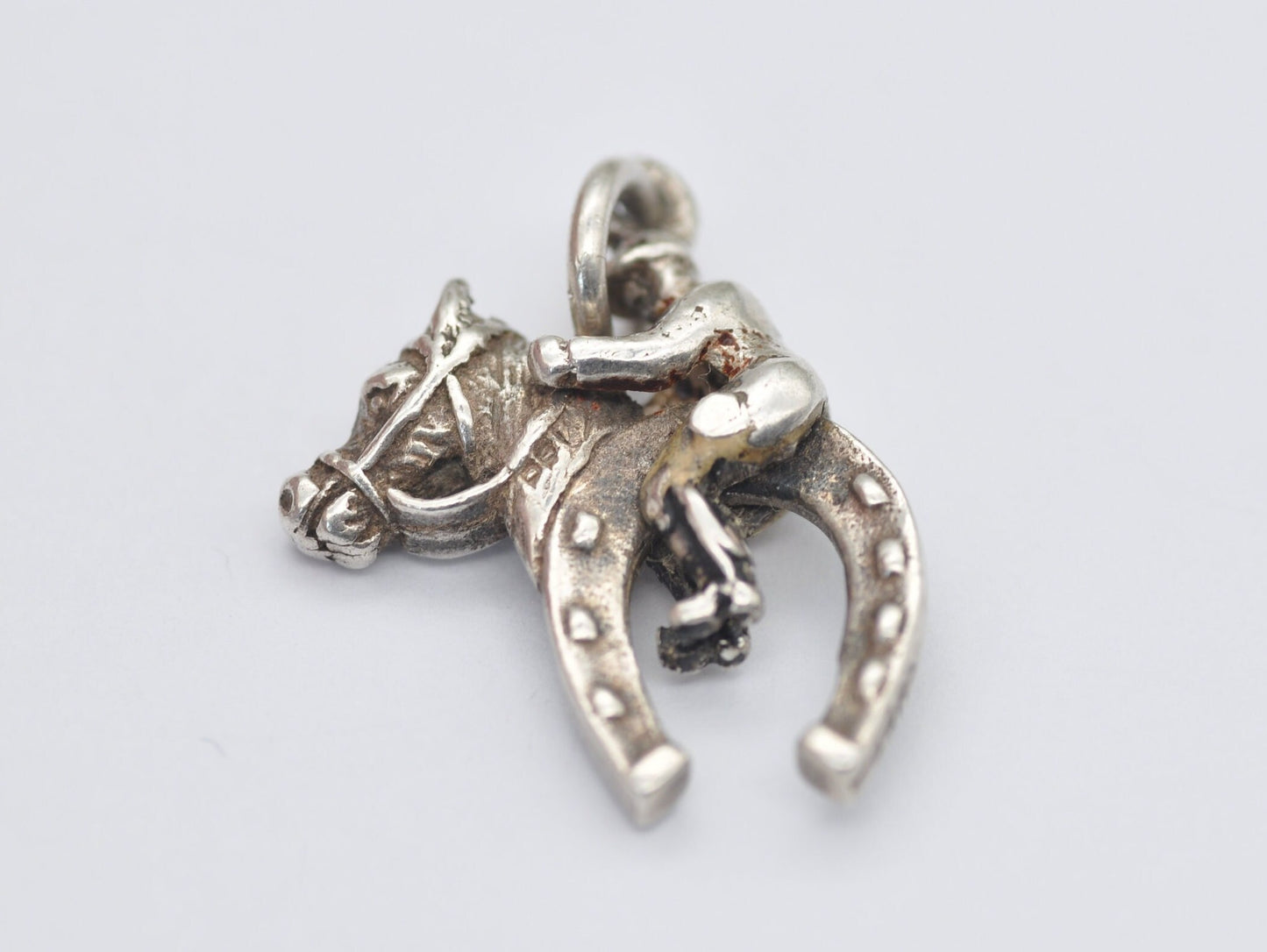 Vintage Sterling Silver Horse Riding Shoe Charm / Pendant - Horse Shoe / Jockey / Lucky / Charm Bracelet
