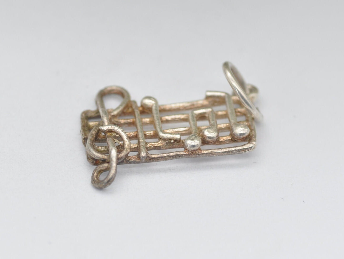 Vintage Sterling Silver Sheet Music Charm / Pendant - Musical Notes / Piano / Playing / Music Lover / Charm Bracelet