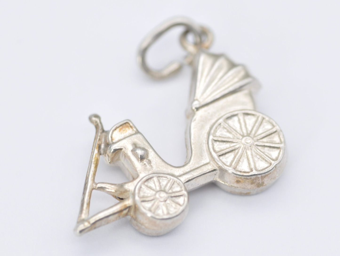Vintage Sterling Silver Baby Pram Charm / Pendant - Children / Pregnant / Detailed / Charm Bracelet