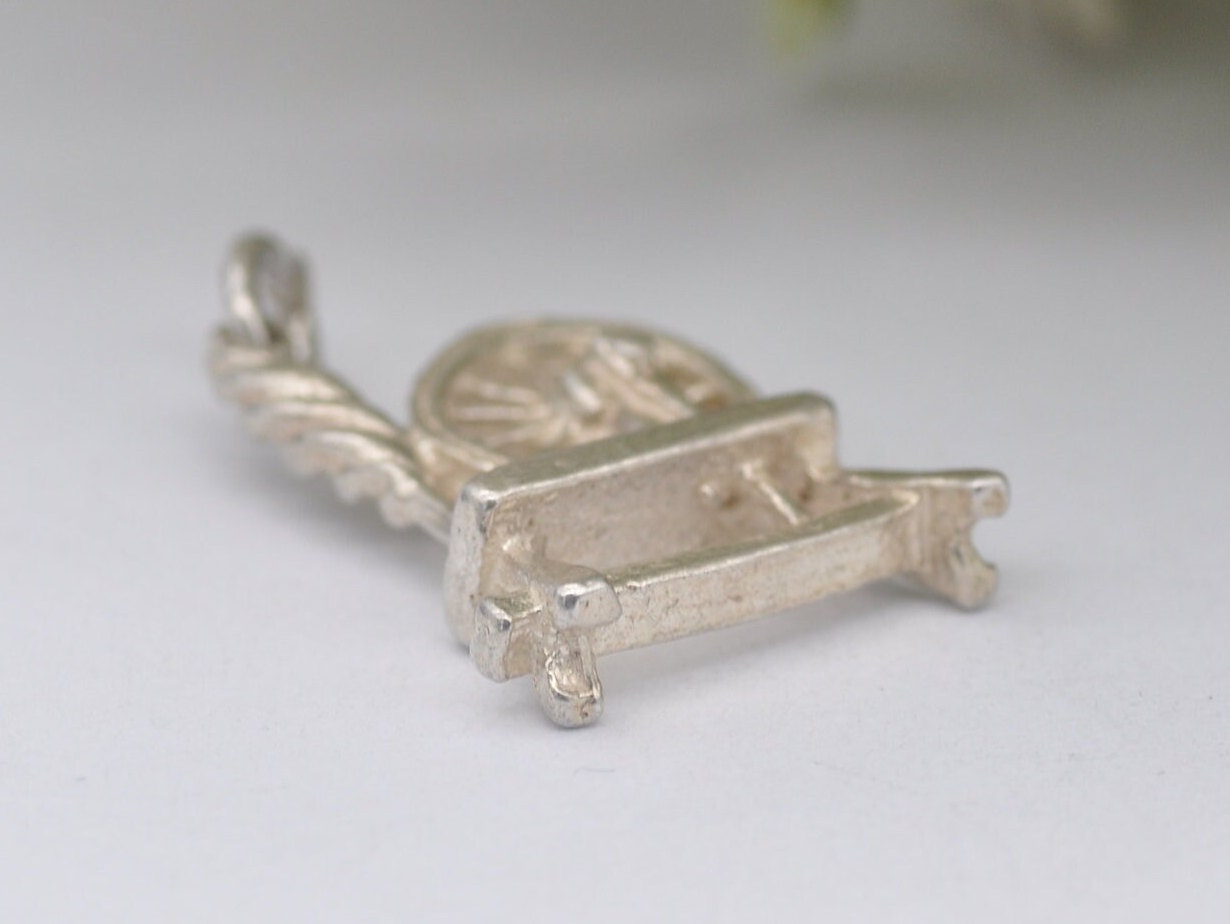 Vintage Silver Spinning Wheel Charm / Pendant - Disney / Sleeping Beauty / Charm Bracelet / Aurora / Detailed