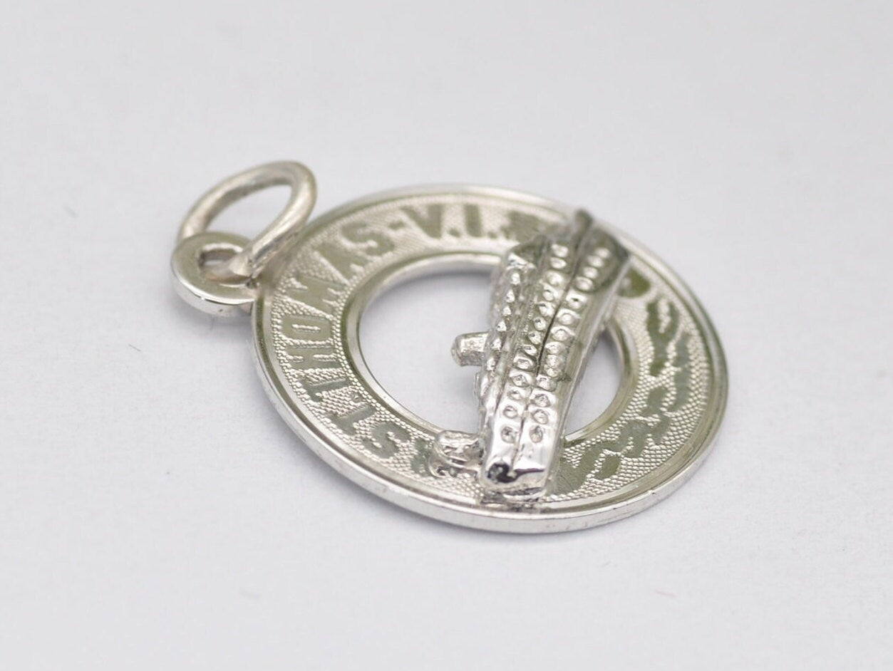 Vintage Sterling Silver Saint Thomas Charm / Pendant - St Thomas / Tourist / Caribbean / U.S. Virgin Islands / Charm Bracelet / Scrap Book