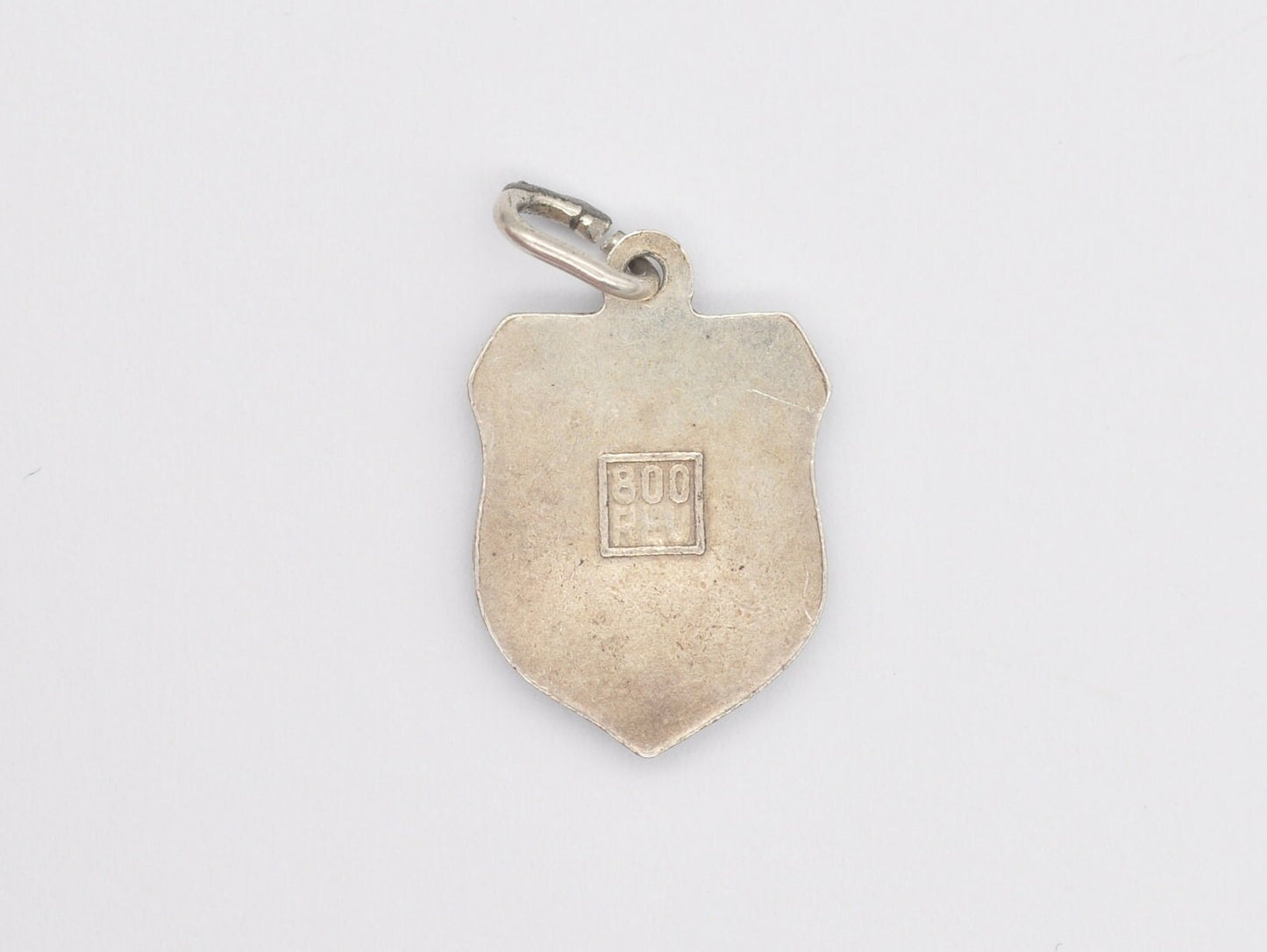 Vintage Silver Davos Enamel Souvenir Shield Charm / Pendant - Swiss / Switzerland / Tourist / 800 / Scrap Book / Charm Bracelet
