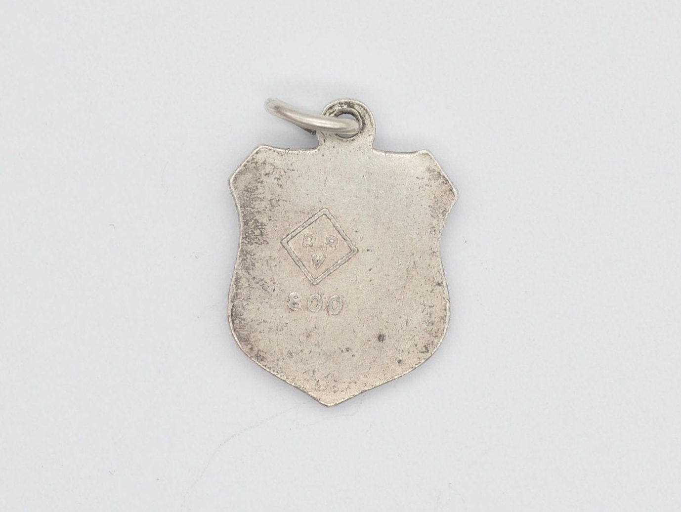Vintage Silver Liechtenstein Enamel Souvenir Shield Charm / Pendant - Country / Europe / Tourist / Travel / 800 / Country / Scrap Book