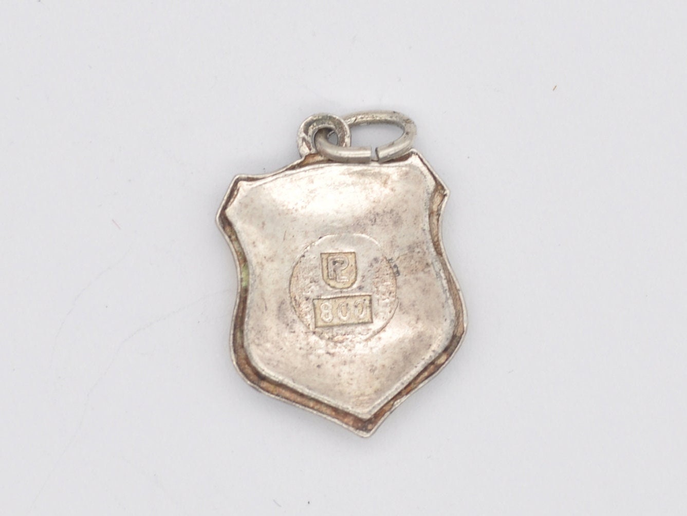 Vintage Silver Oostende Enamel Souvenir Shield Charm / Pendant - Belgium / Ostend / Tourist / 800 / Scrap Book