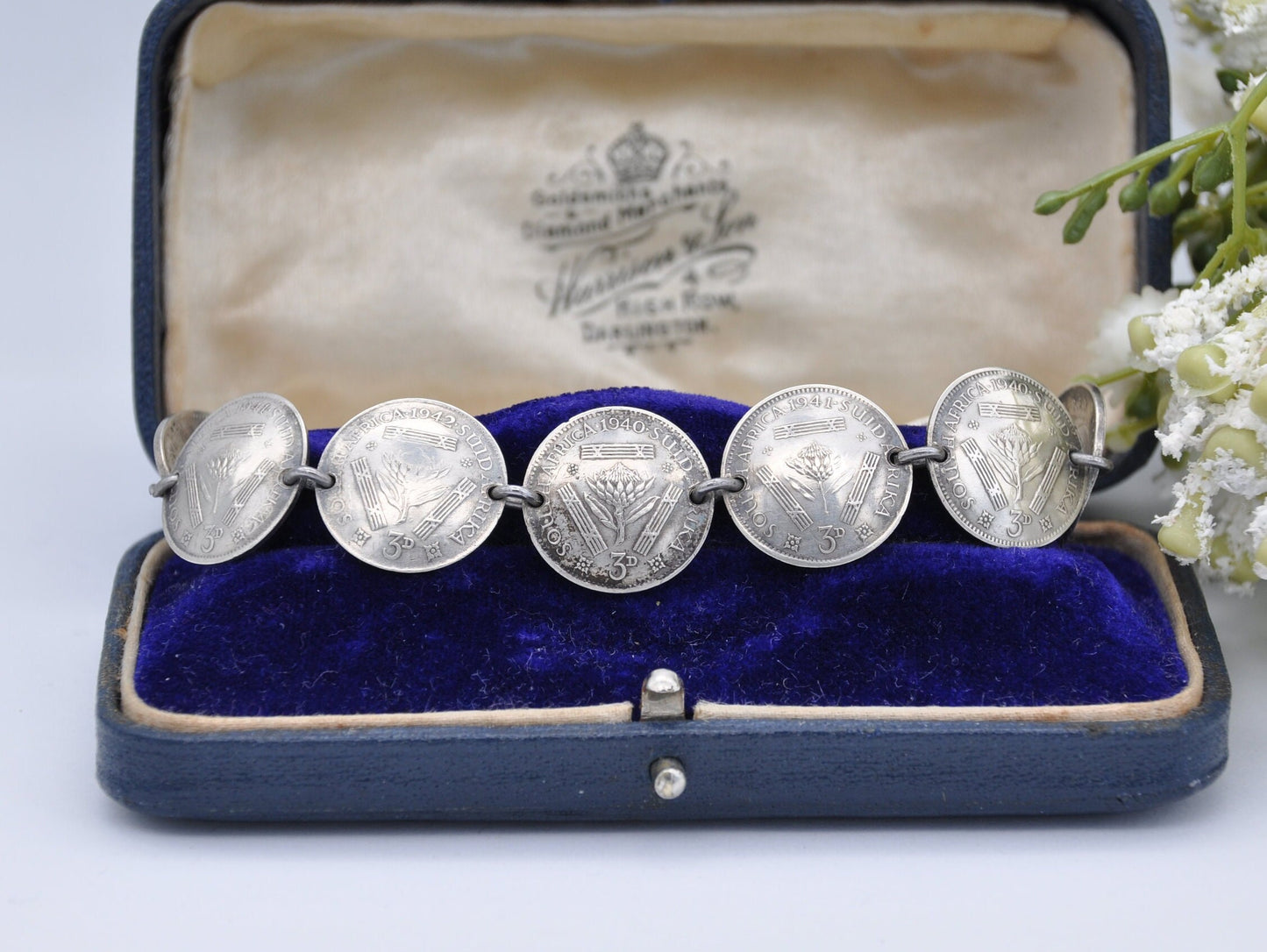 Vintage Silver 3 Pence South Africa Coin Bracelet - 3d | Chain | British | Royalty | King | George VI | Coin Jewellery