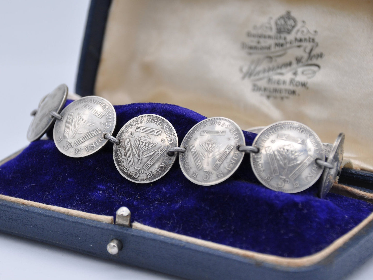 Vintage Silver 3 Pence South Africa Coin Bracelet - 3d | Chain | British | Royalty | King | George VI | Coin Jewellery