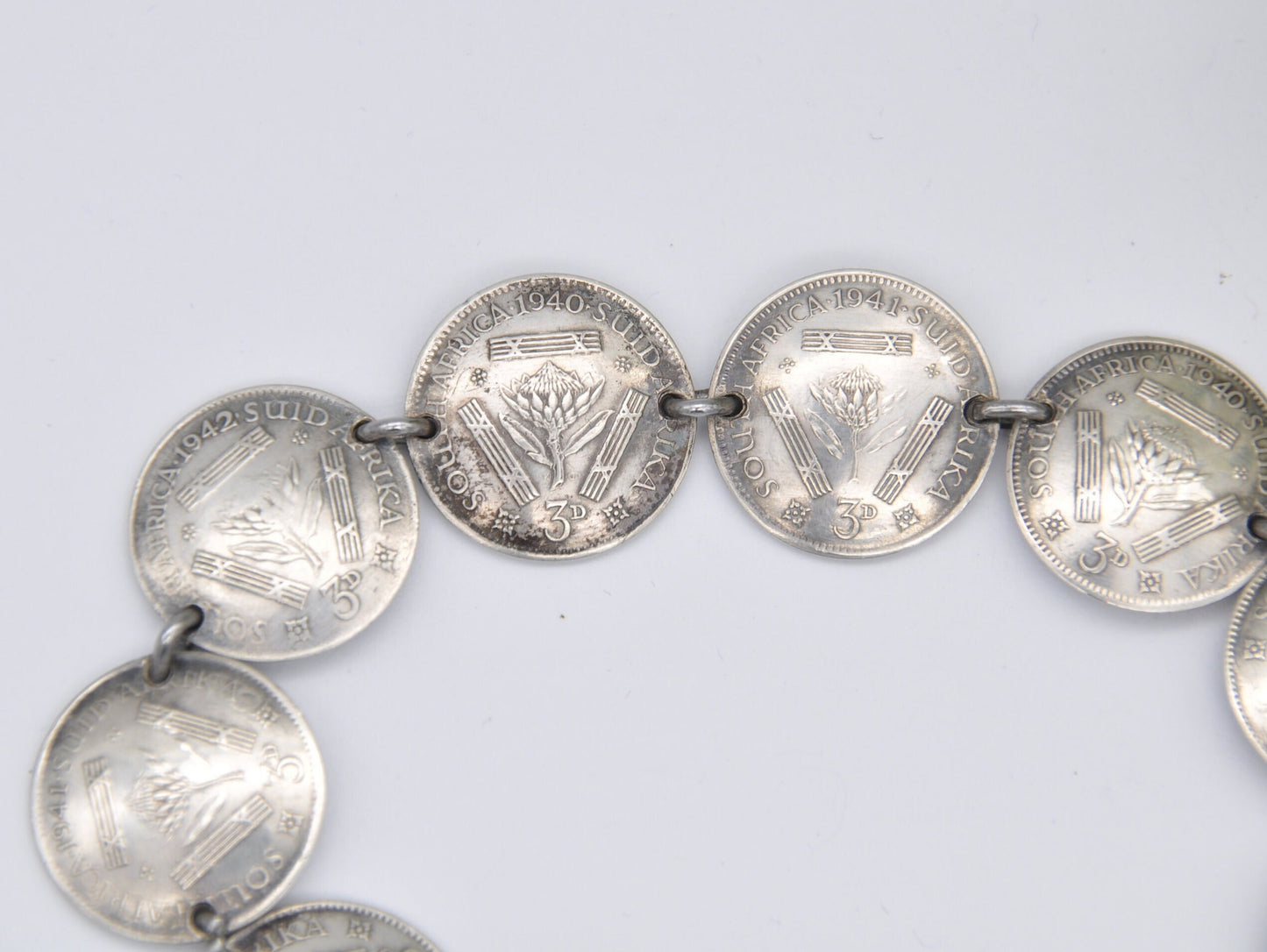 Vintage Silver 3 Pence South Africa Coin Bracelet - 3d | Chain | British | Royalty | King | George VI | Coin Jewellery