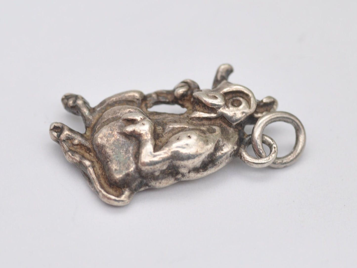 Vintage Silver Cow Charm / Pendant - Animal | Farm | Sitting | Interesting | Charm Bracelet