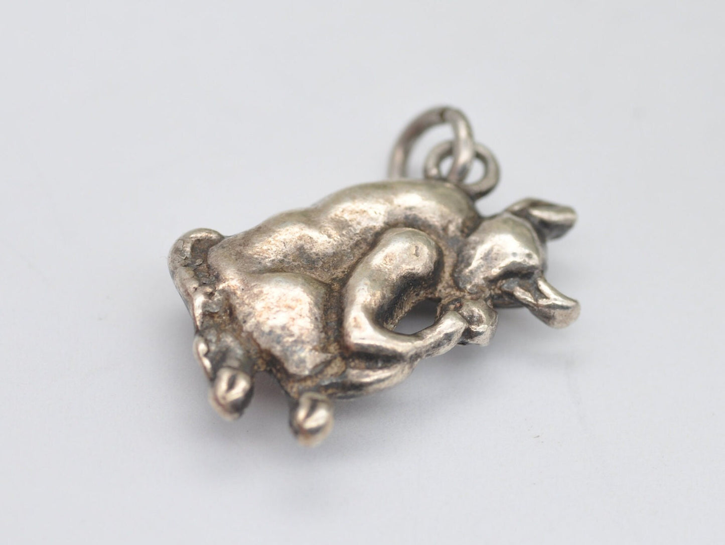 Vintage Silver Cow Charm / Pendant - Animal | Farm | Sitting | Interesting | Charm Bracelet