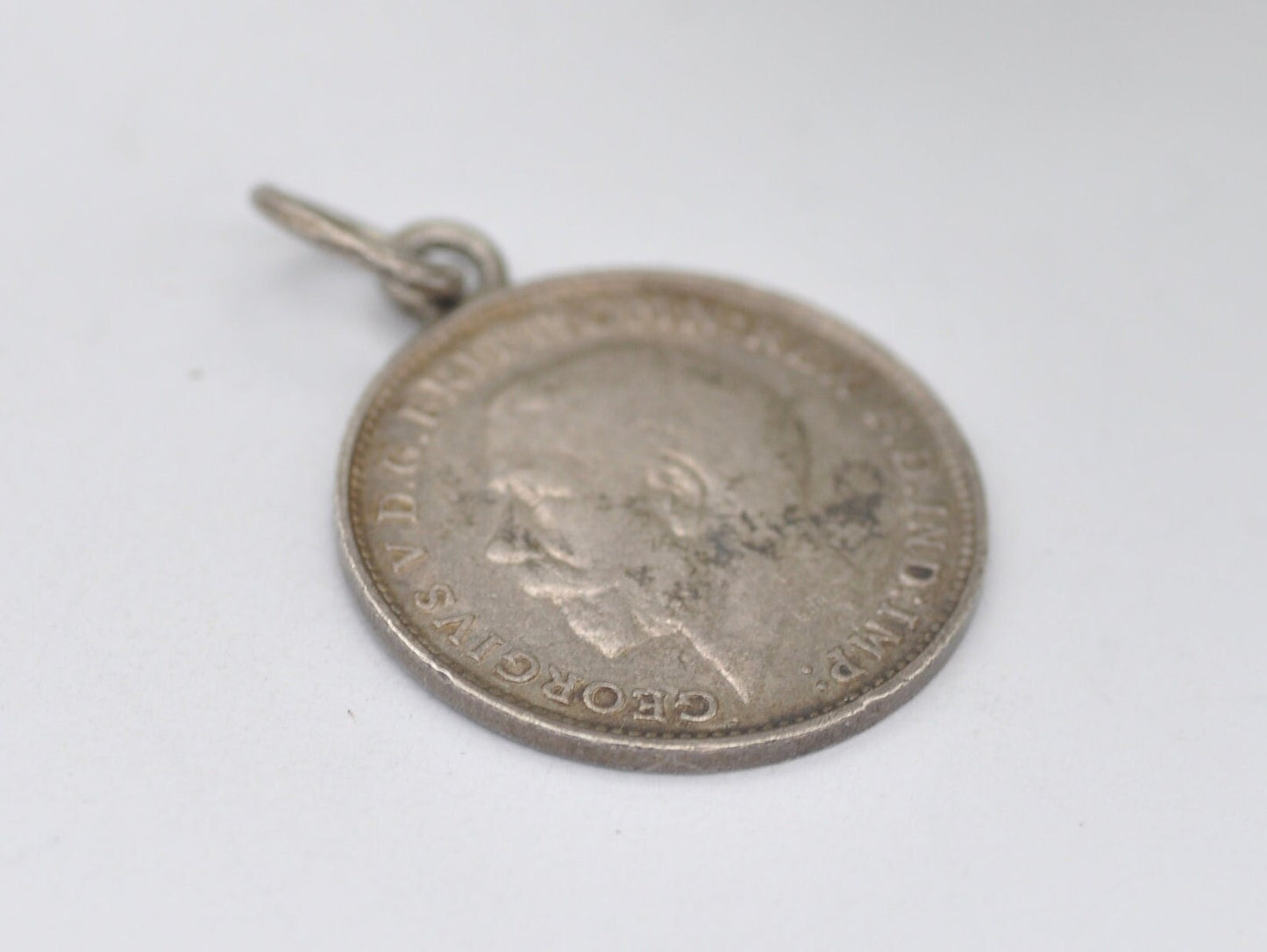 Vintage Silver George V Three Pence 1919 Coin Charm / Pendant - 3 Pence / King / English / British / Royalty / Charm Bracelet