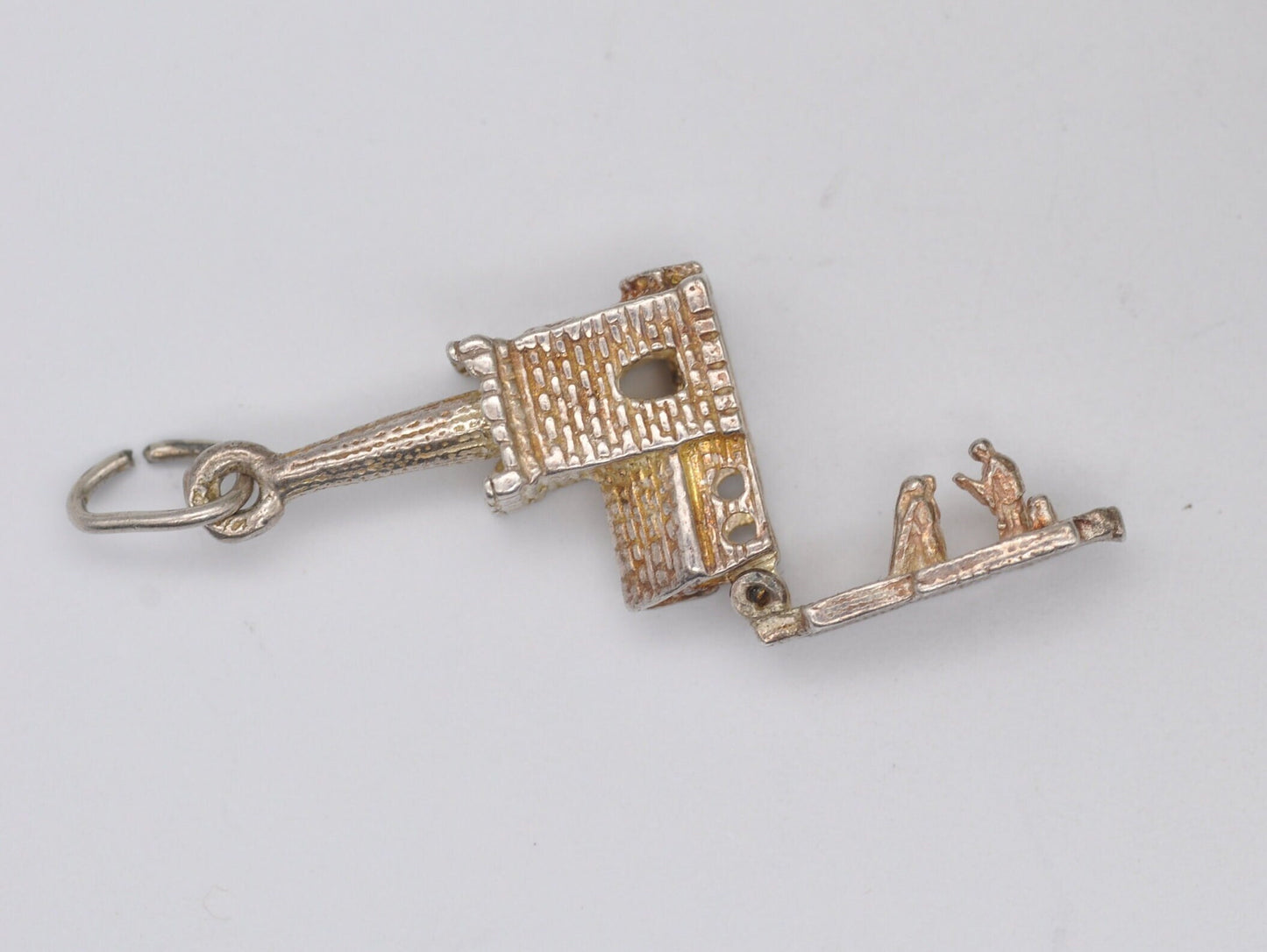 Vintage Sterling Silver Articulated Church Charm / Pendant - Wedding / Moving / Hinge / Gift / Charm Bracelet