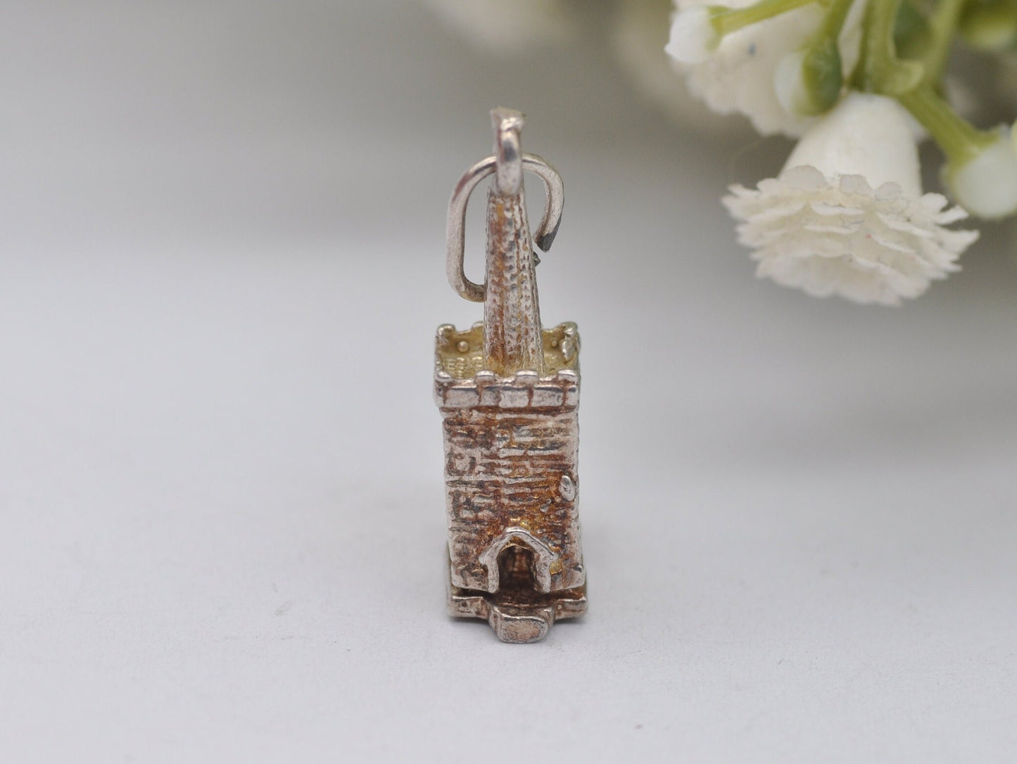Vintage Sterling Silver Articulated Church Charm / Pendant - Wedding / Moving / Hinge / Gift / Charm Bracelet