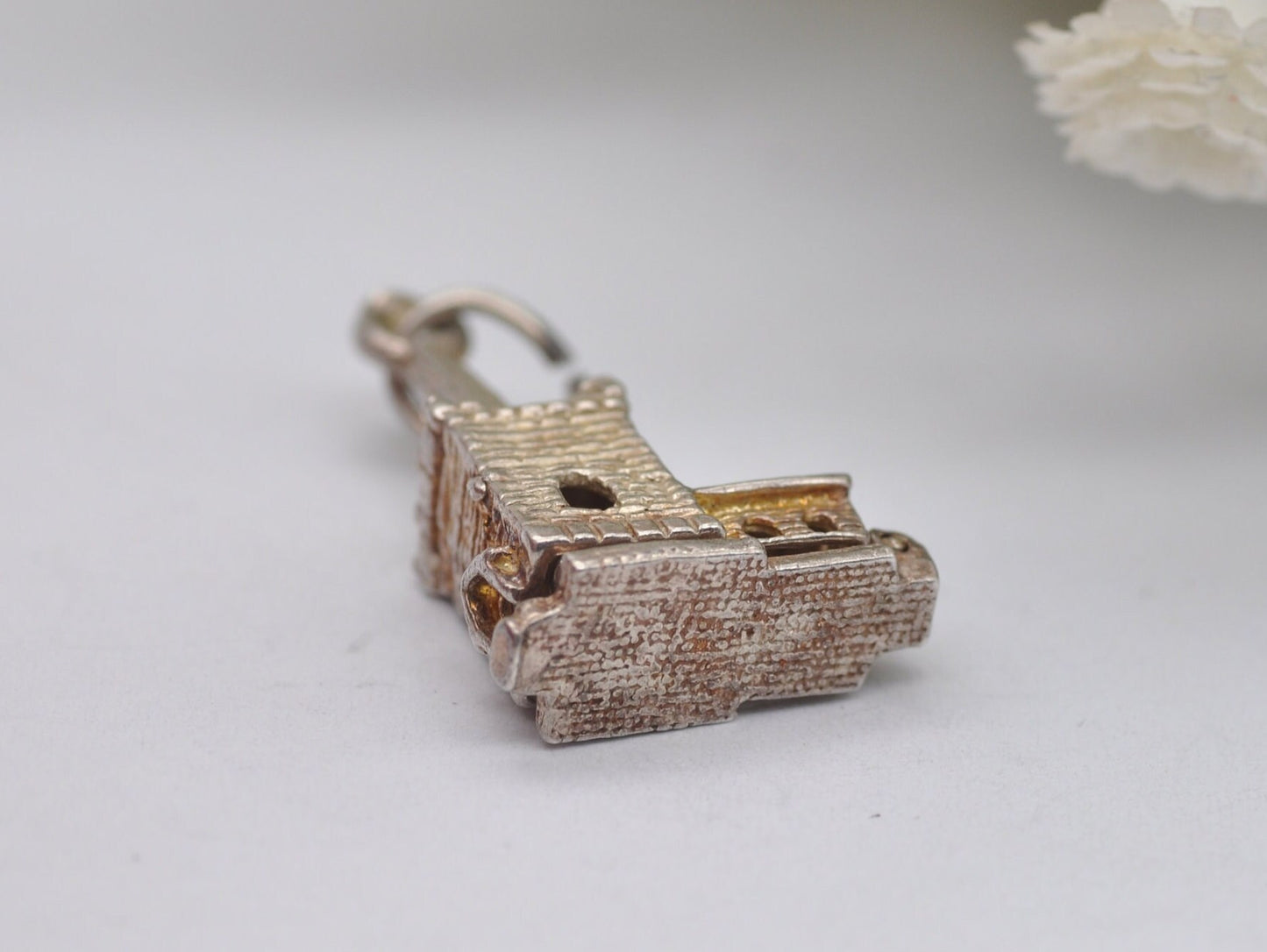 Vintage Sterling Silver Articulated Church Charm / Pendant - Wedding / Moving / Hinge / Gift / Charm Bracelet