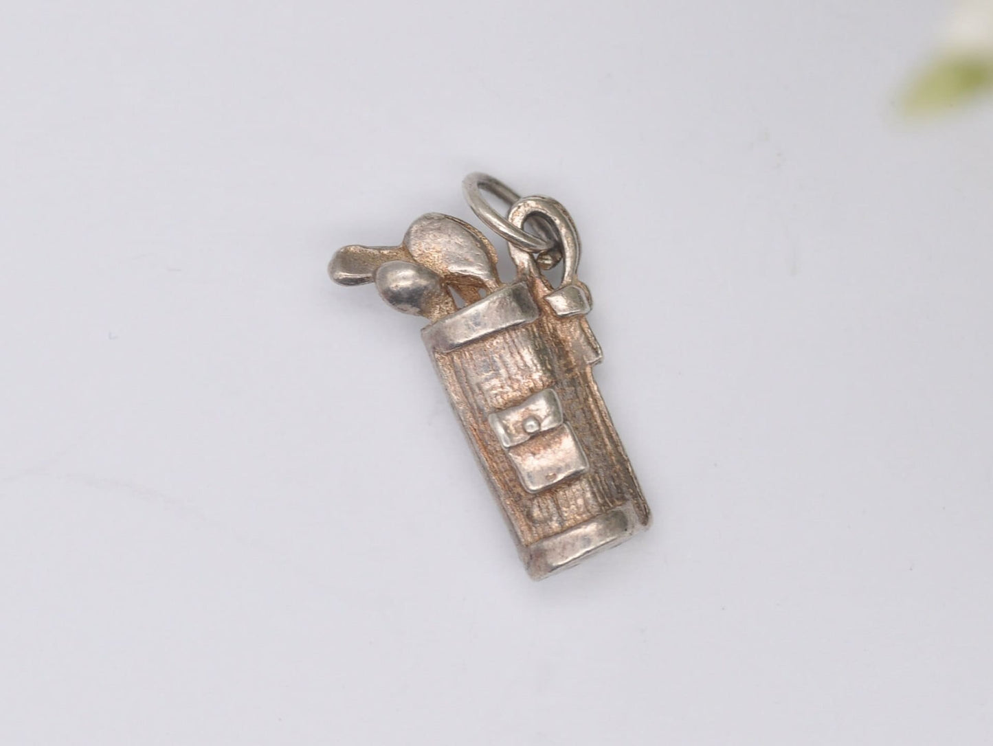 Vintage Sterling Silver Golf Bag Charm / Pendant - Sport / Golfer / Detailed / Charm Bracelet