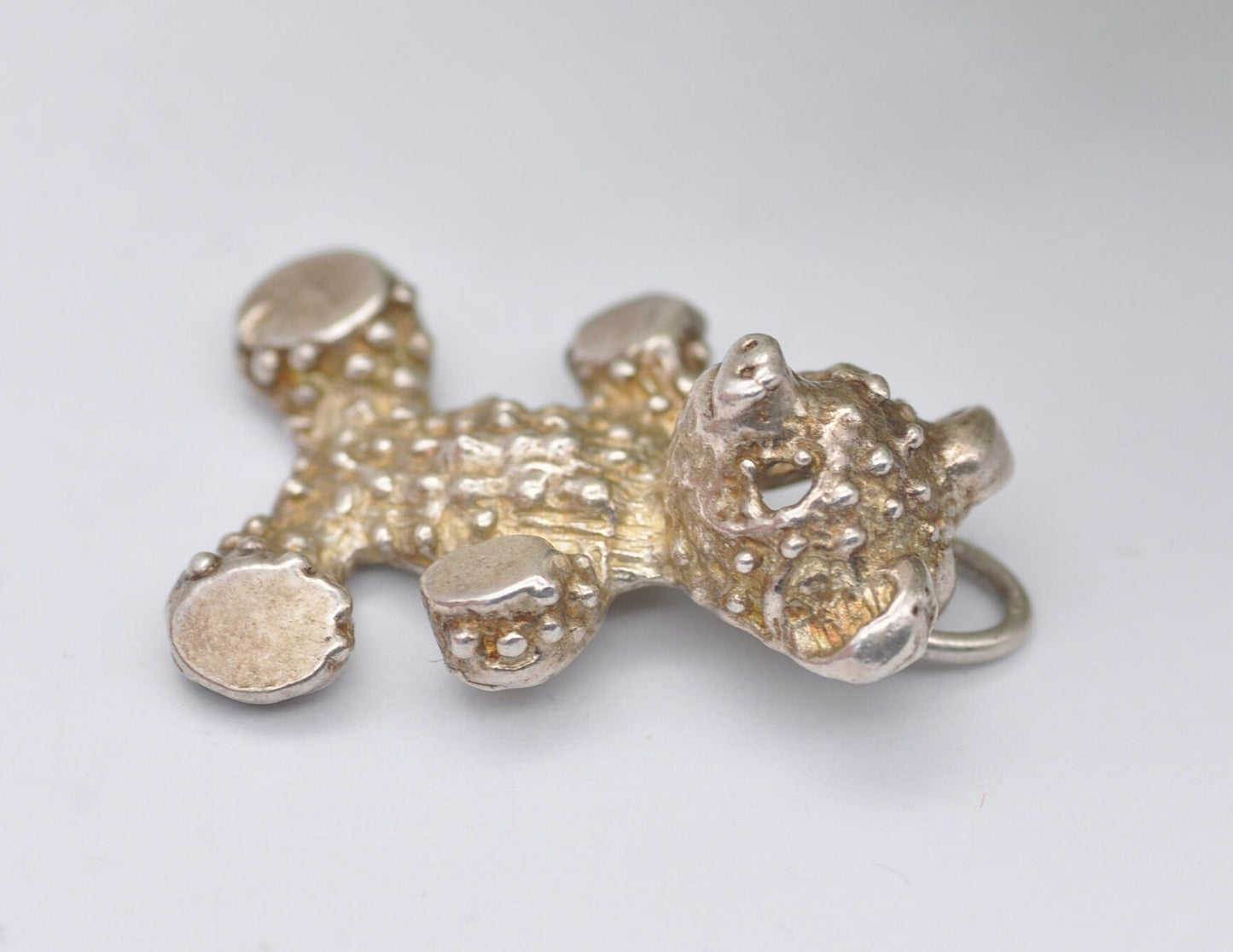 Vintage Silver Teddy Bear Charm / Pendant - Stuffed Toy / Baby / Charm Bracelet