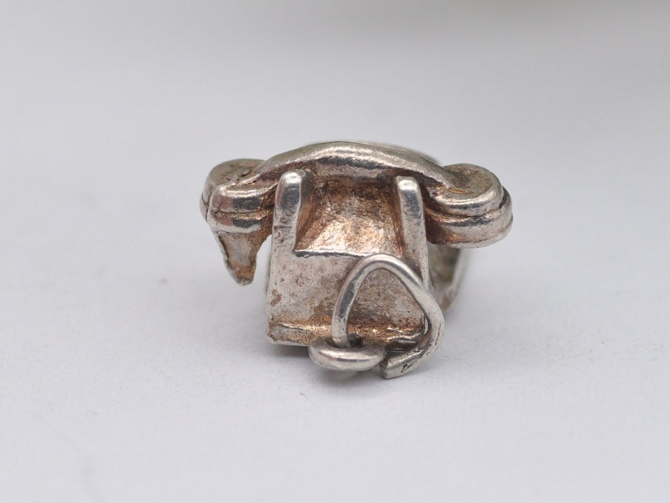 Vintage Sterling Silver Bakelite Telephone Charm / Pendant - Phone / Landline / Detailed / Charm Bracelet