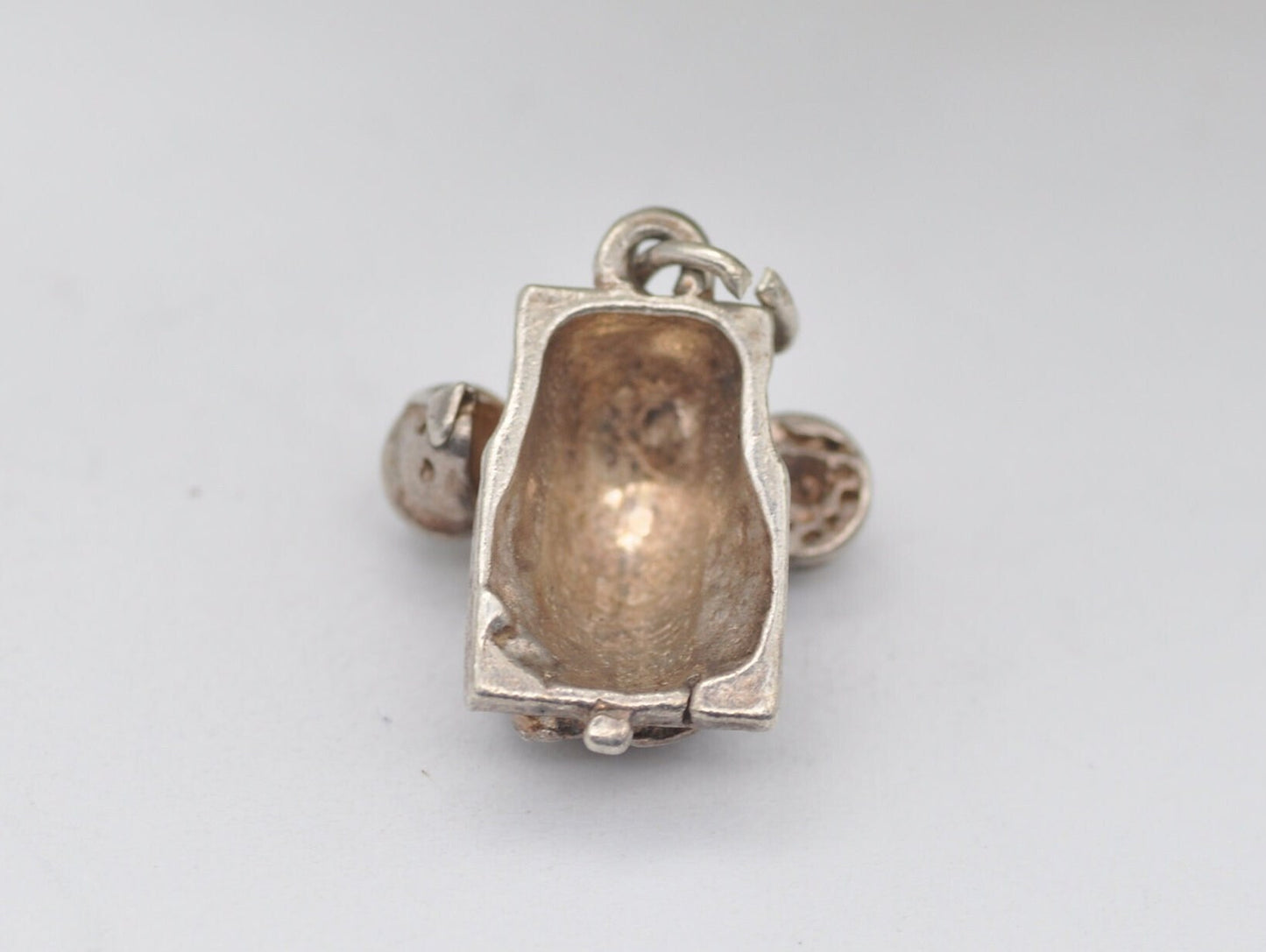Vintage Sterling Silver Bakelite Telephone Charm / Pendant - Phone / Landline / Detailed / Charm Bracelet