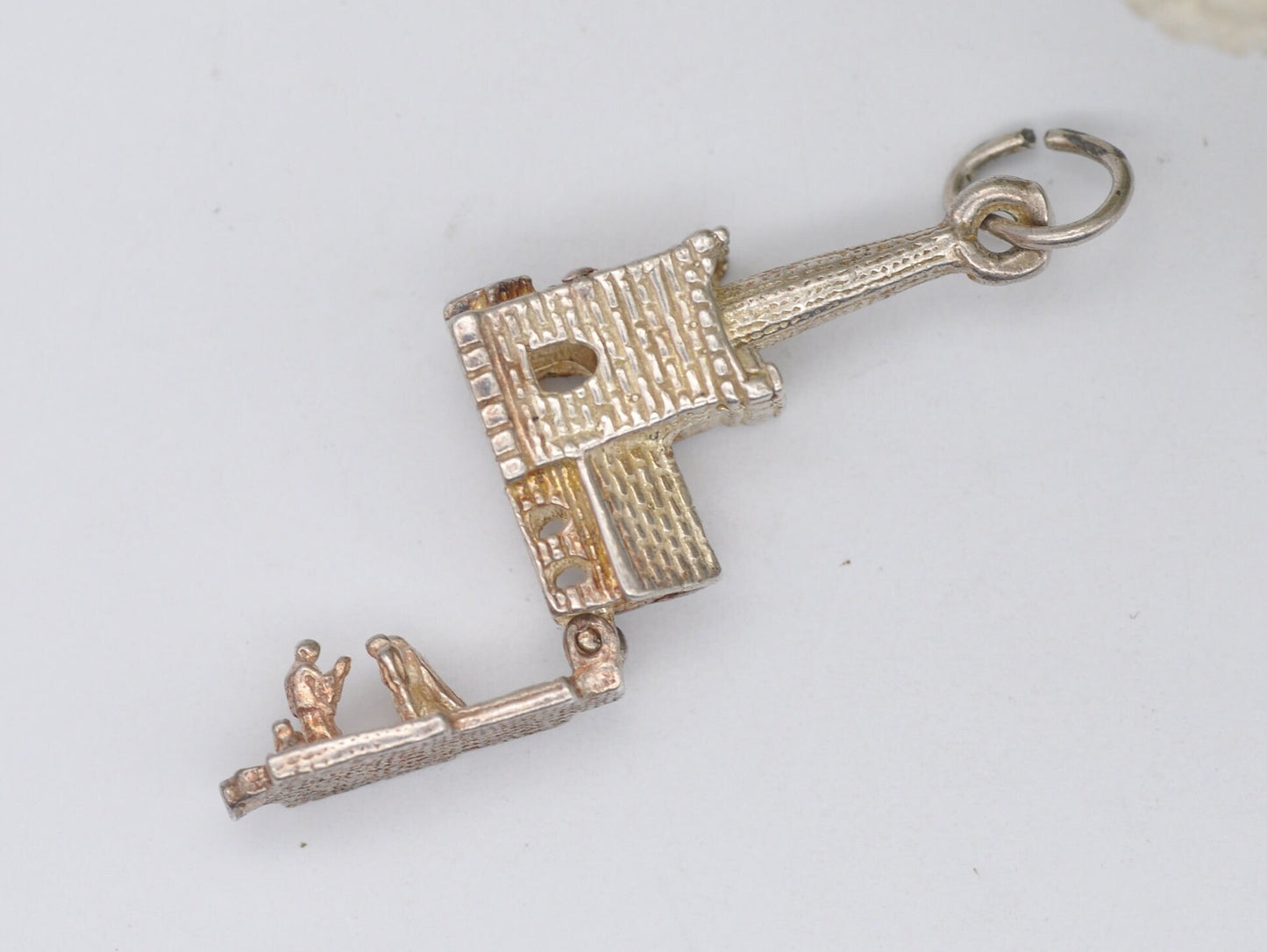 Vintage Sterling Silver Articulated Church Charm / Pendant - Wedding / Moving / Hinge / Gift / Charm Bracelet