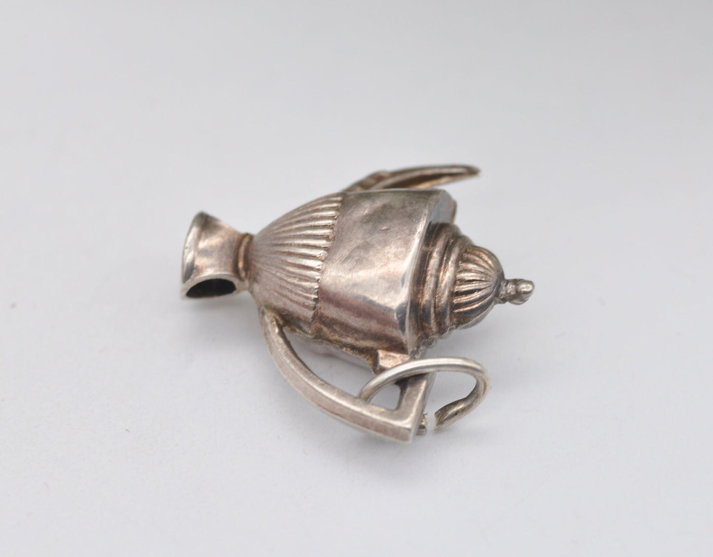 Antique Sterling Silver Teapot Charm / Pendant - Chester Hallmark / Kitchen / Tea / Coffee / Pot / Detailed / Ornate / Tall / Charm Bracelet