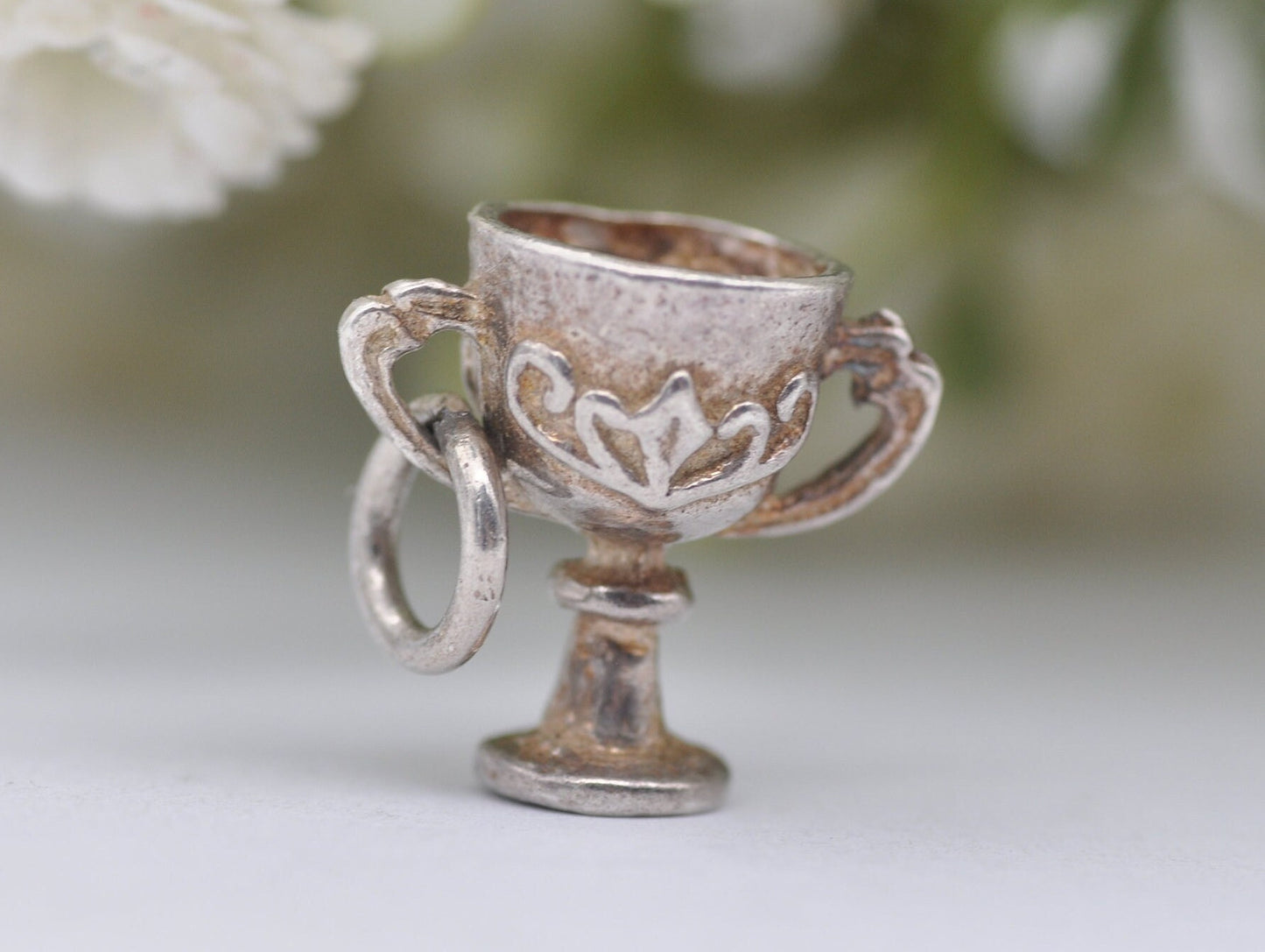 Vintage Sterling Silver Trophy Charm / Pendant - Award / Medal / Sport / Detailed / Charm Bracelet