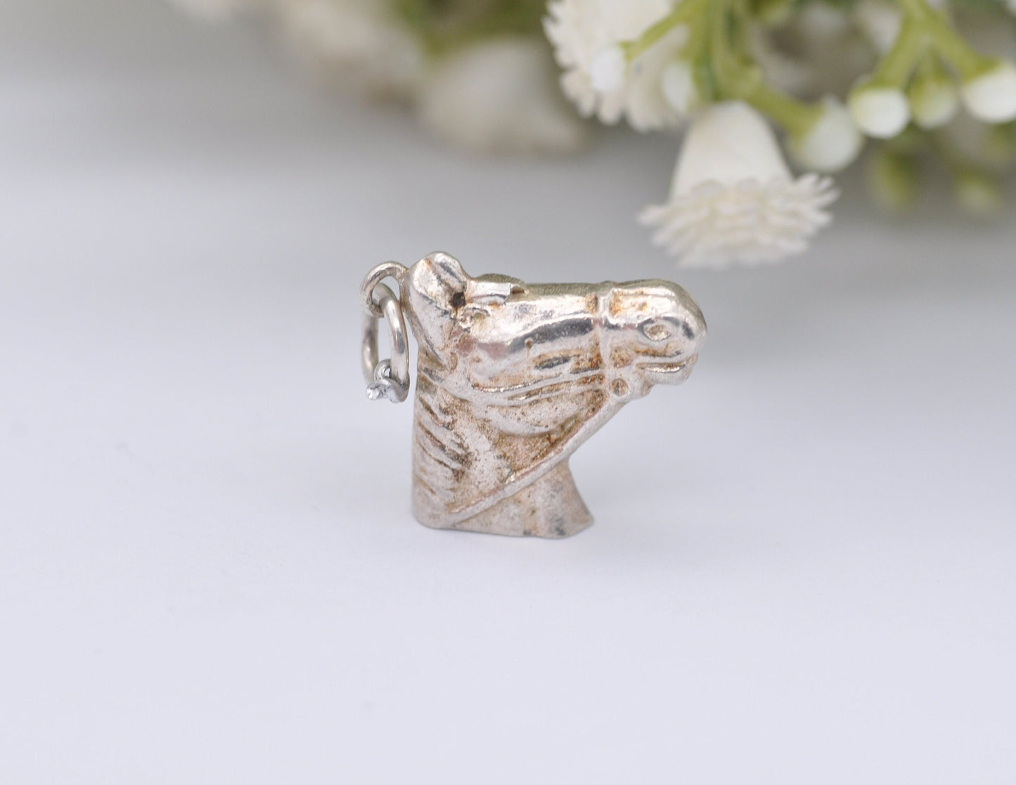 Vintage Sterling Silver Horse Charm / Pendant - Head / Riding / Animal / Nature / Charm Bracelet