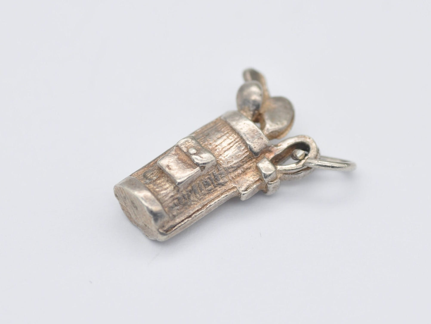 Vintage Sterling Silver Golf Bag Charm / Pendant - Sport / Golfer / Detailed / Charm Bracelet