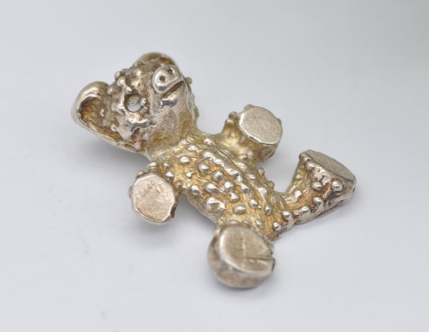 Vintage Silver Teddy Bear Charm / Pendant - Stuffed Toy / Baby / Charm Bracelet