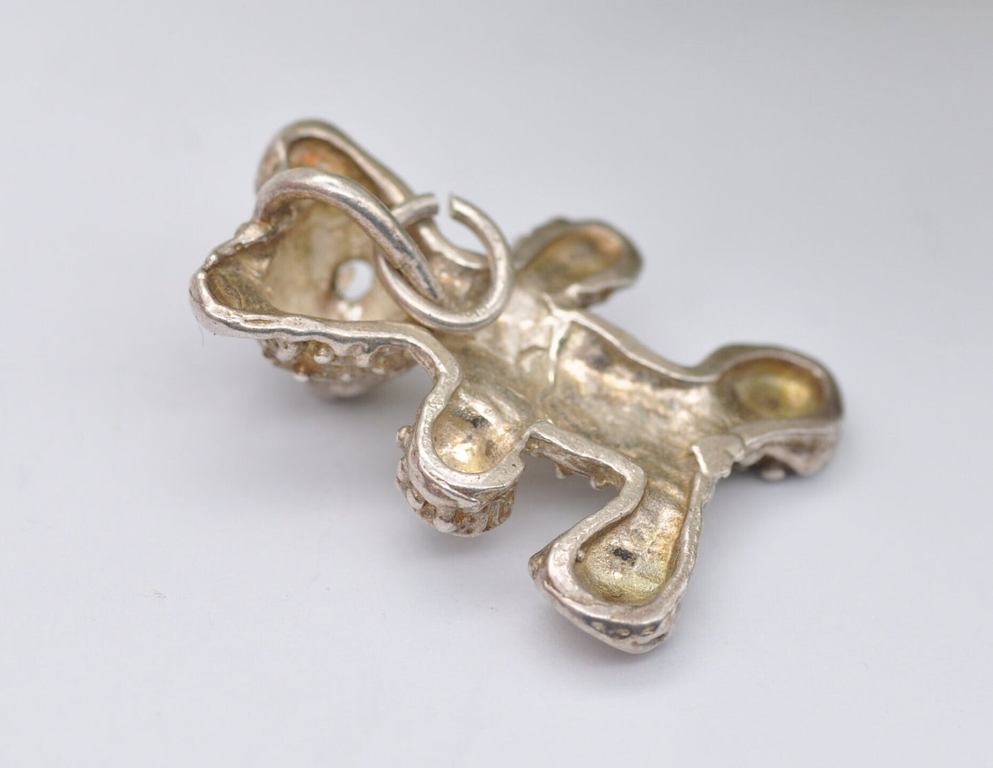 Vintage Silver Teddy Bear Charm / Pendant - Stuffed Toy / Baby / Charm Bracelet