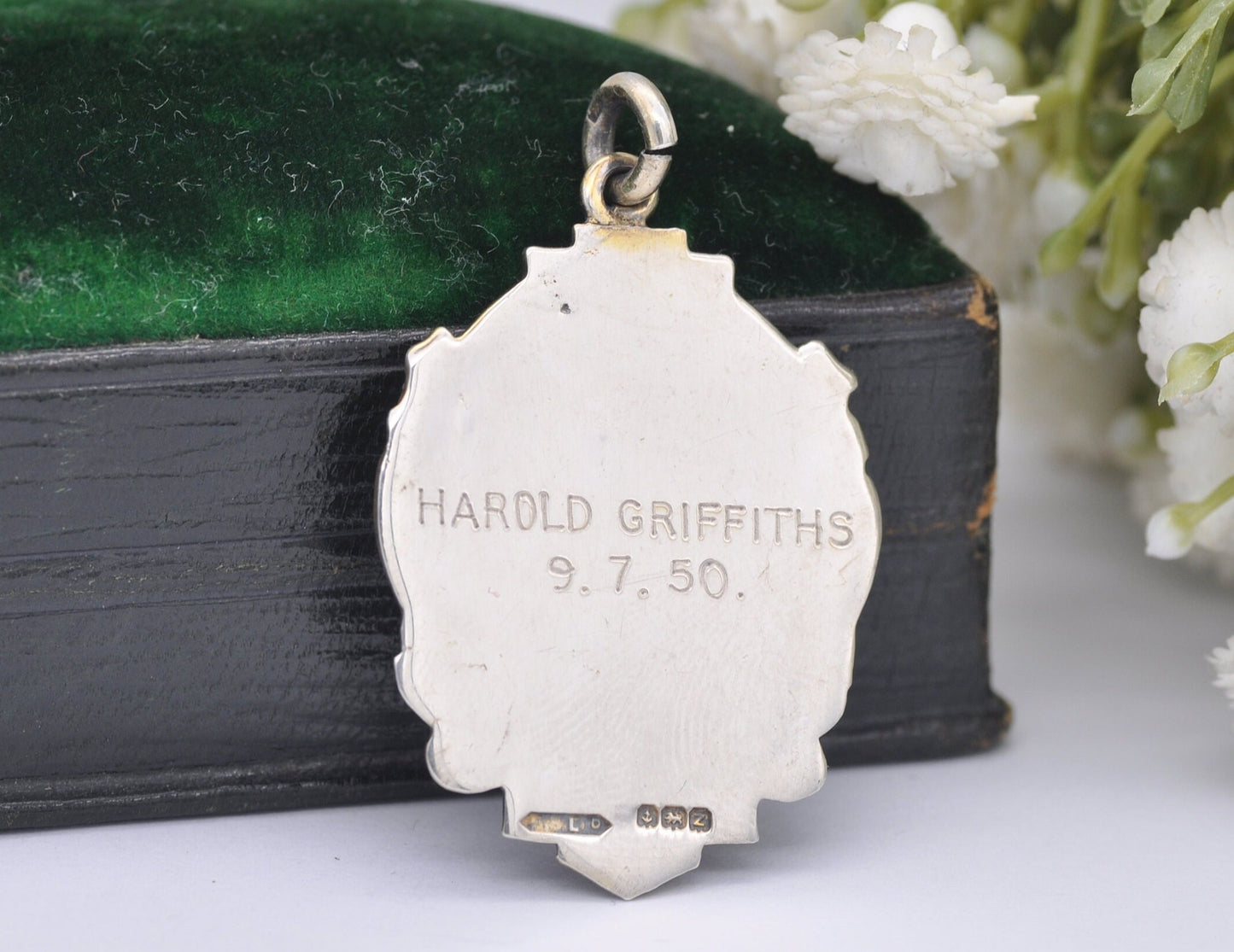 Vintage Sterling Silver Ballroom Dancing Fob - I.D.M.A / Silver Fob / Pocket Watch Fob / Medal / 1949 / 1940s / Hallmark