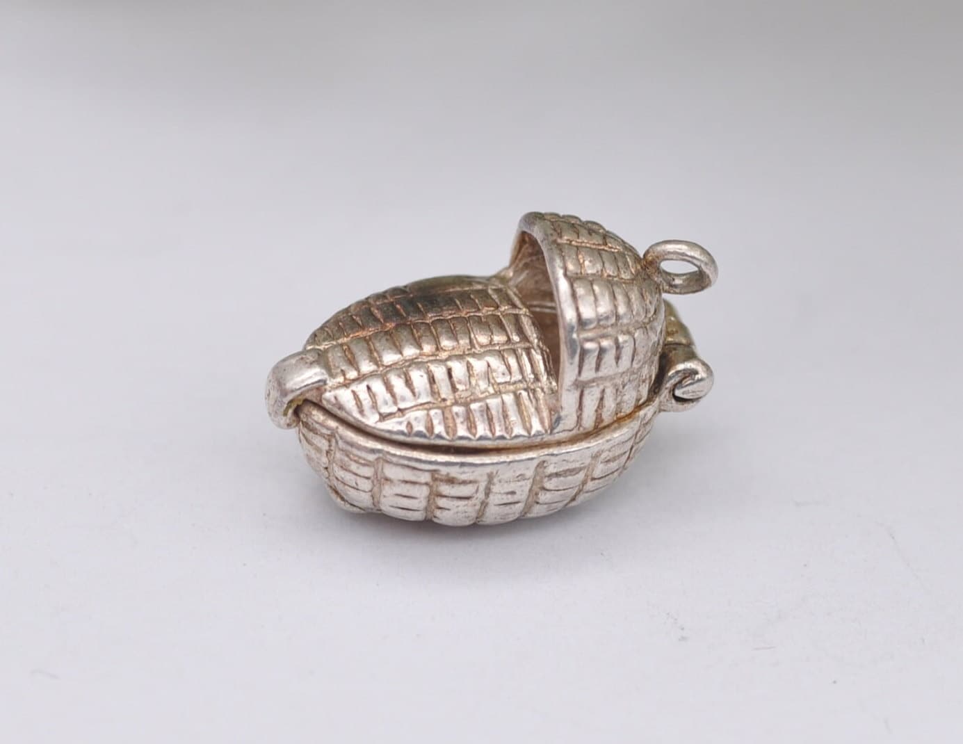 Vintage Sterling Silver NUVO Baby in a Basket Charm - Sterling Silver / Moses / Opening / Articulated / Charm Bracelet