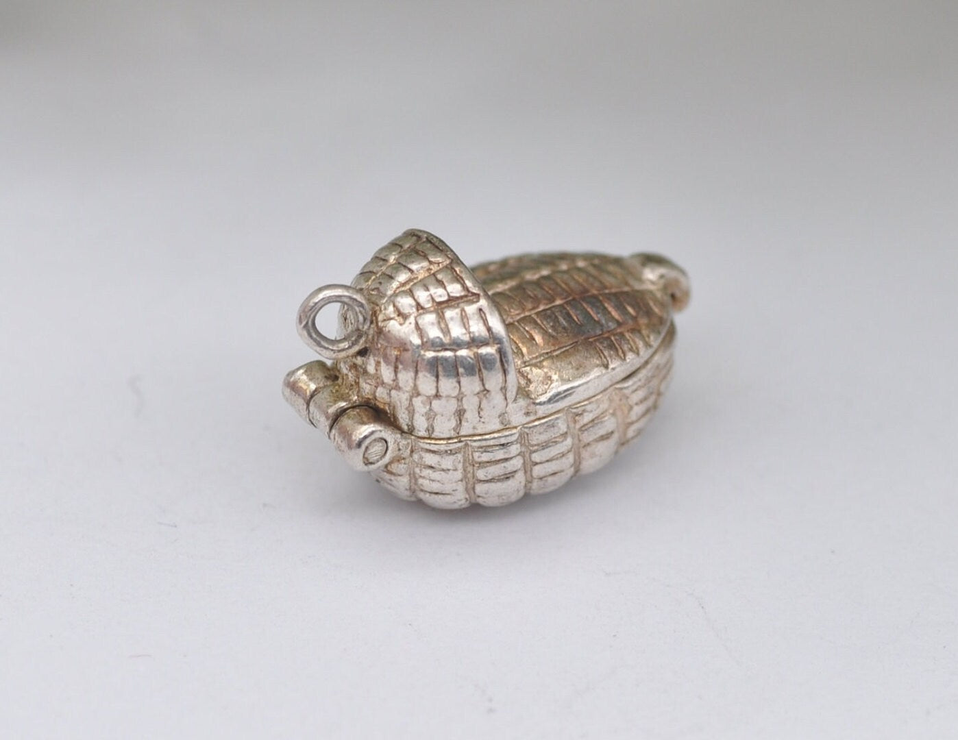 Vintage Sterling Silver NUVO Baby in a Basket Charm - Sterling Silver / Moses / Opening / Articulated / Charm Bracelet