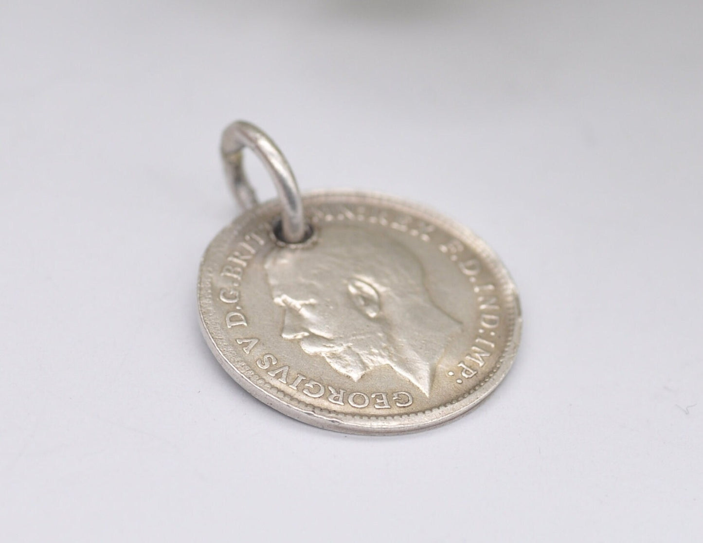 Vintage Silver George V Three Pence 1911 Coin Charm / Pendant - 3 Pence / King / English / British / Royalty / Charm Bracelet
